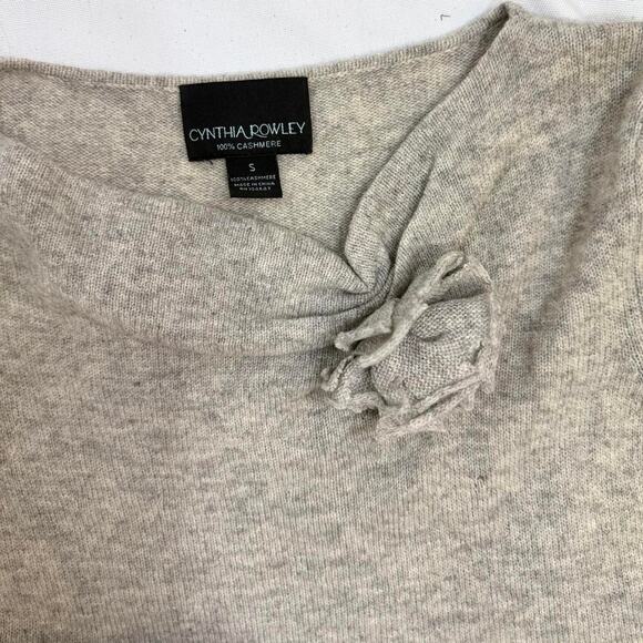 Cynthia Crowley grey heather SS cashmere sweater - Picture 2 of 6